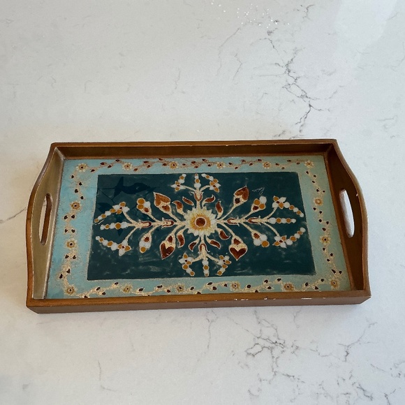 Vintage reverse painted glass small tray - Picture 1 of 3